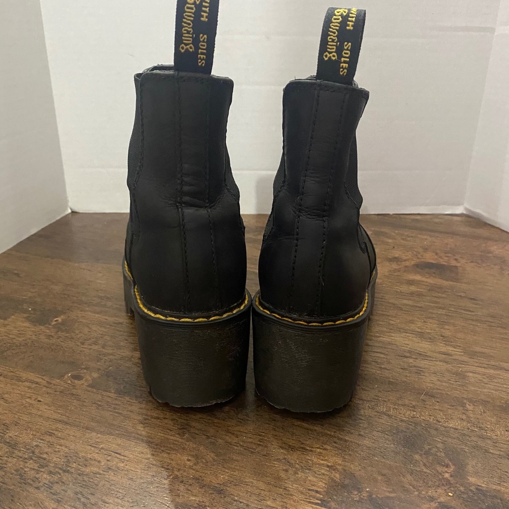 Dr. Martens Rometty Black Wyoming Leather Platform Chelsea Boots AW004 Women 7 - Picture 4 of 7